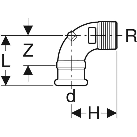 GEBERIT 63892 Переходной угольник Geberit Mapress из меди 90°, с наружной резьбой  - Вид №2