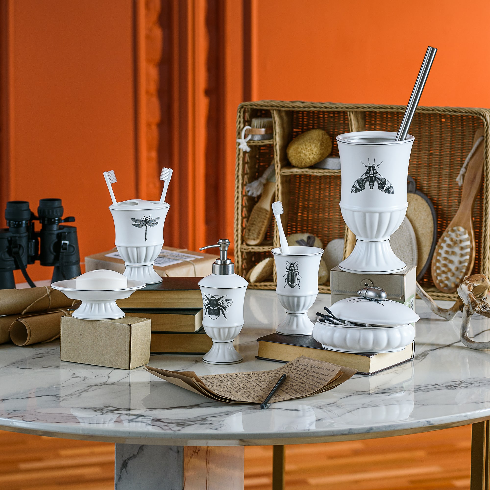 89097072 Стакан для зубных щеток с разделителем керамика цвет белый Buzz Fauna Santreyd  - Вид №5