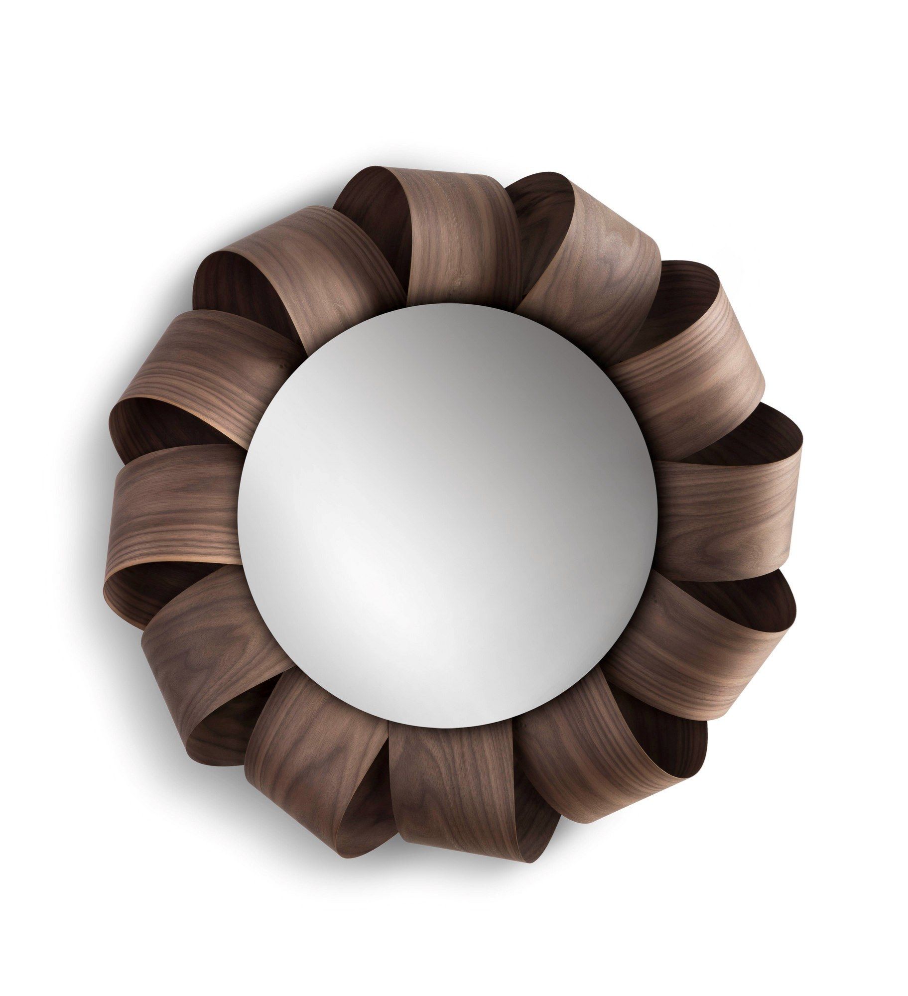 Настенное круглое зеркало из орехового дерева NOMON BRISA ARCH-00053757 - Вид №6