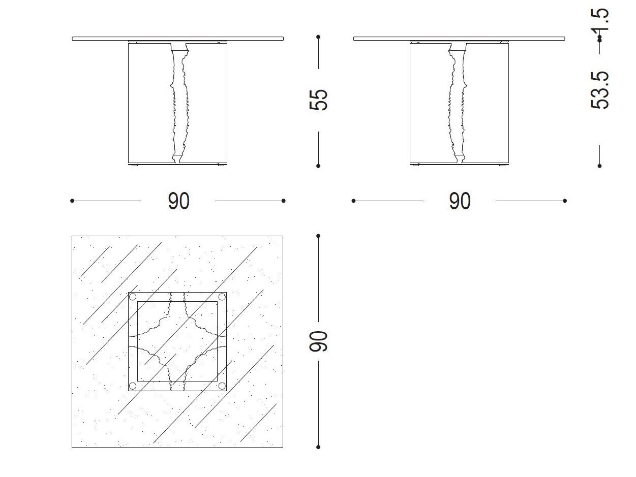 Квадратный стеклянный журнальный столик Riva 1920 Briccole ARCH-00031042 - Вид №6