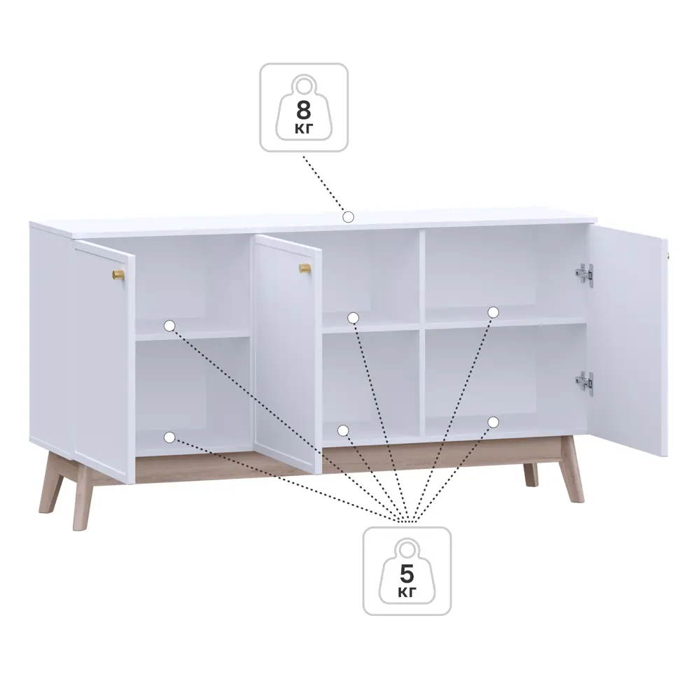 Тумба под телевизор KONSENSA Амьен 150x79x41.7 см ЛДСП цвет белый Лион STLM-2067988 - Вид №5