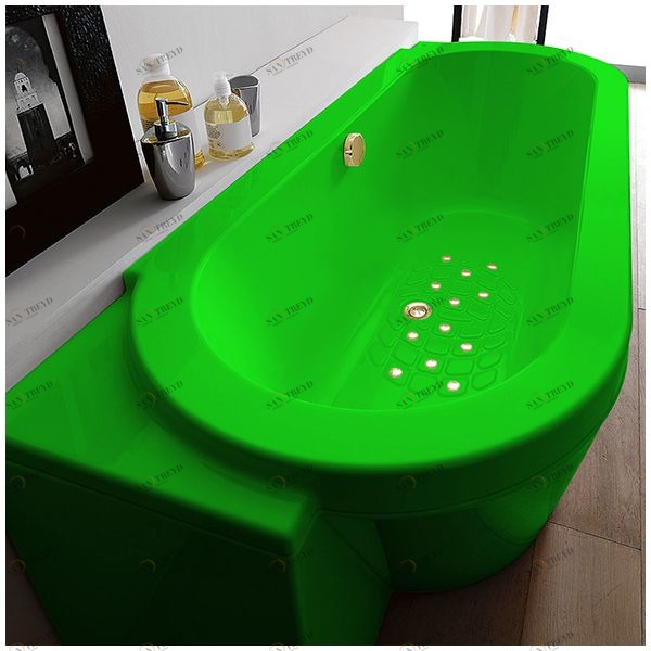Ванна Gruppo treesse Playa V818C-DX-ZEZ зелёная с золотой фурнитурой и аэромассажем овальная угловая пристенная правая STAV818CDXZEZ