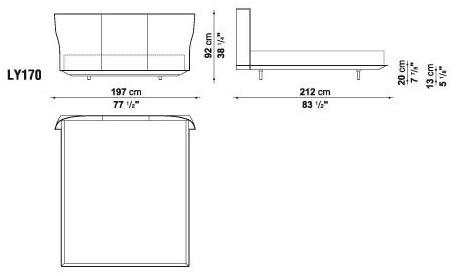 B&B Italia Двуспальная кровать из кожи с мягким изголовьем Alys sun-id-1484912 - Вид №6