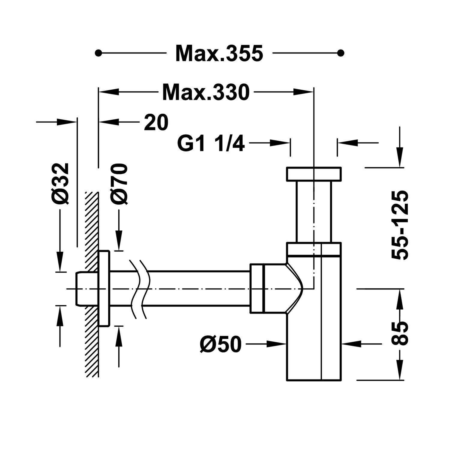 Телескопический сливной люк для умывальника-13463410 НМ TRES Drain 13463410NM - Вид №1