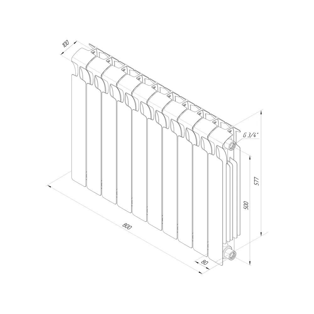 Радиатор секционный Rifar Monolit M50010RAL5024 500/100 10 секций боковое подключение биметалл голубой 82560831 STLM-2138514 - Вид №6