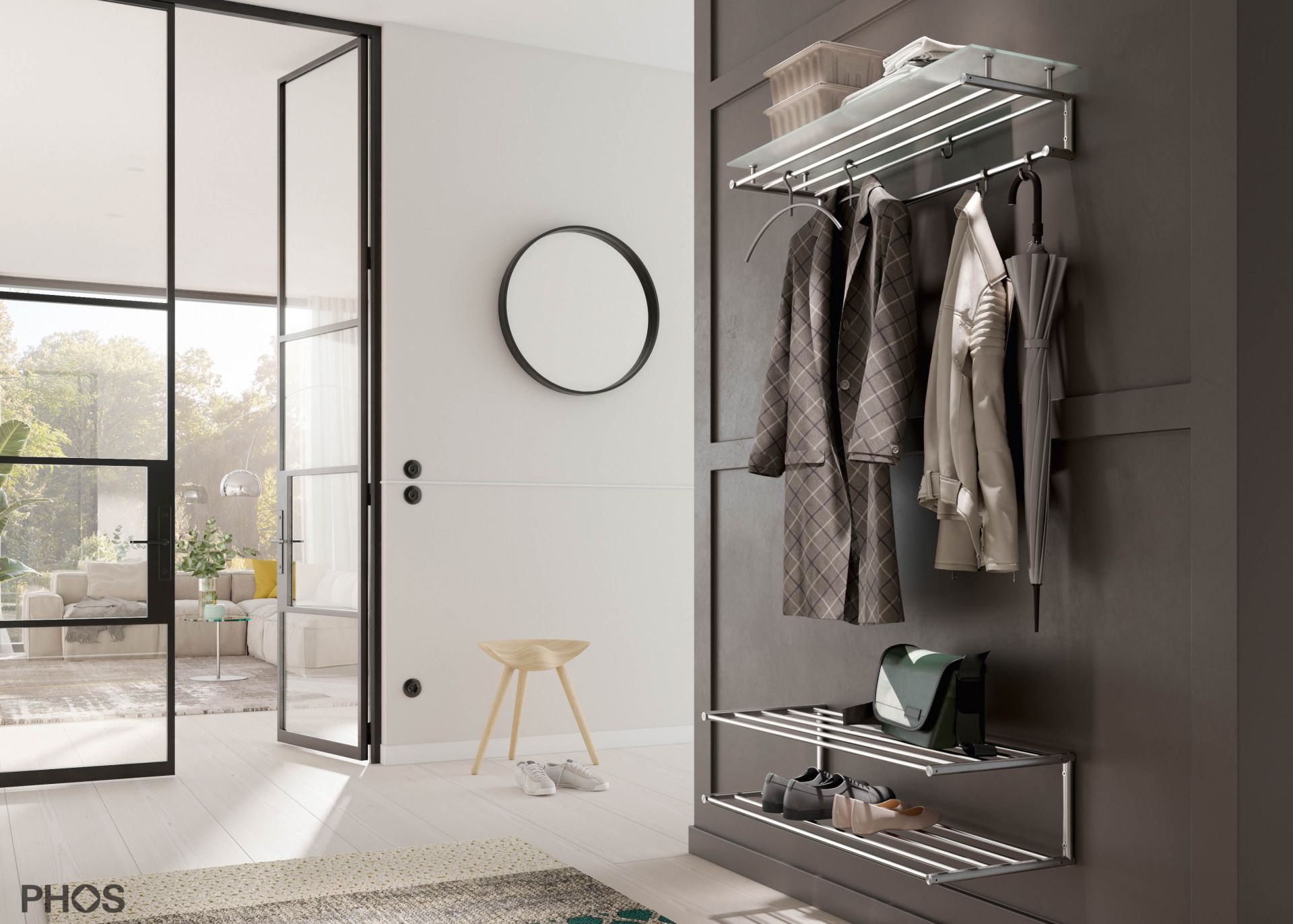 SR1000-2W Полка для обуви настенная, 1 поле, 2 уровня, ширина 100 см PHOS  - Вид №3