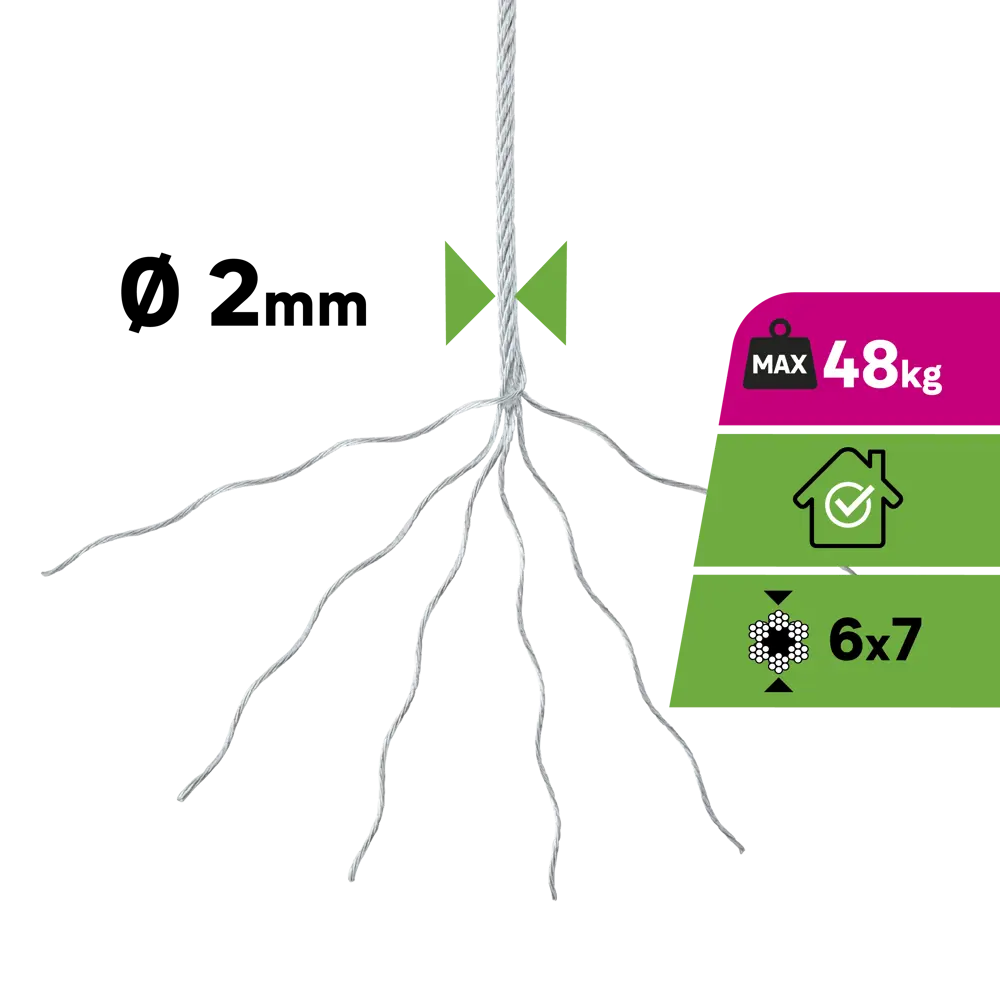 Трос Standers стальной оцинкованный DIN 3055 2 мм 50 м STLM-2107236 - Вид №1