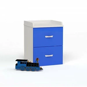 Тумба прикроватная ABC-KING белый каркас, синий фасад