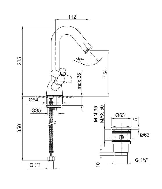 Смеситель для раковины с одним отверстием Fantini Rubinetti I BALOCCHI ARCH-00070748 - Вид №1