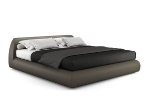 Двуспальная кровать из ткани с мягким изголовьем