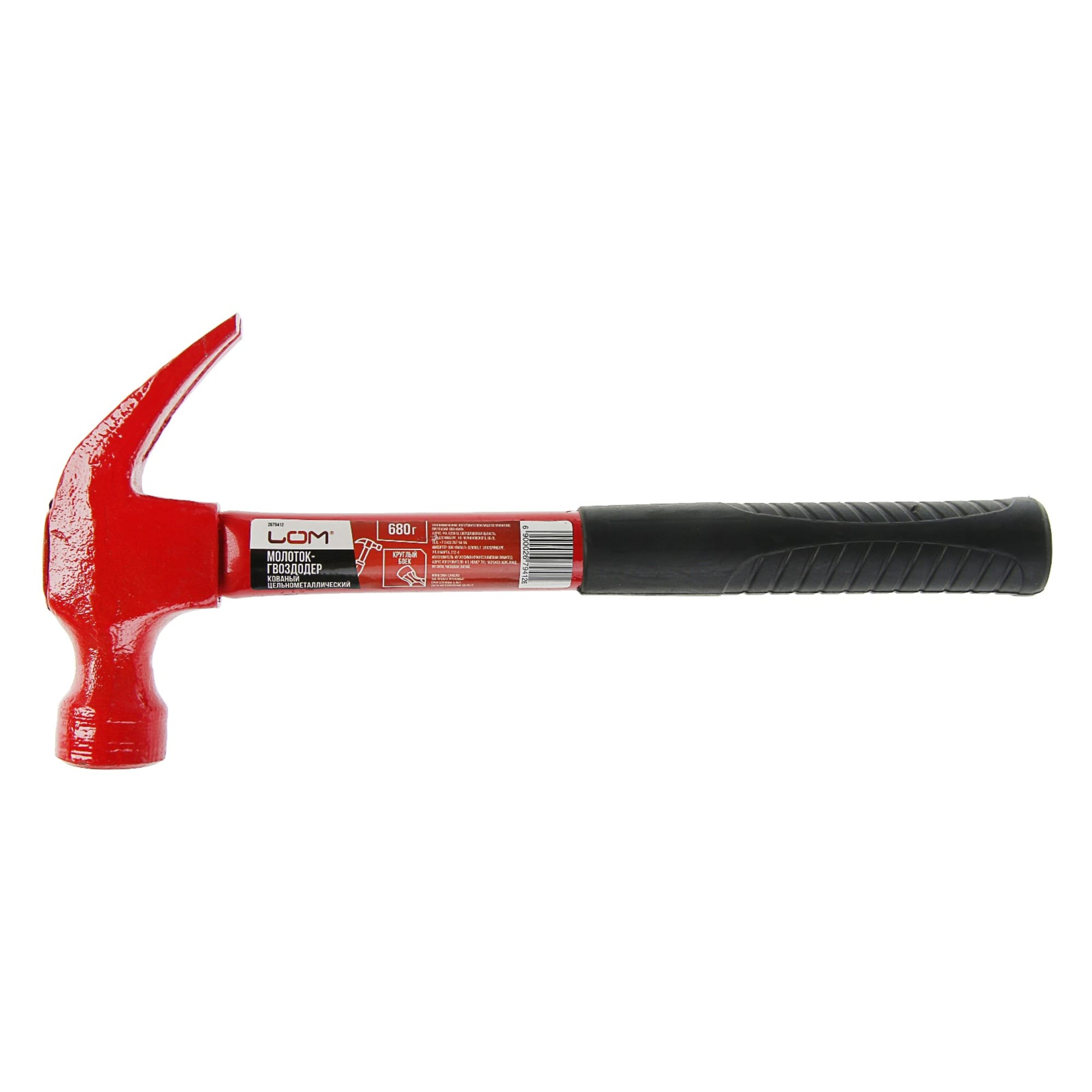 Молоток-гвоздодер 2679412 металлическая обрезиненная рукоятка, 680 г LOM 90301761 - Вид №1