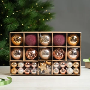 Набор елочных шаров KREAFORTA розовые с блестками 48 шт (диаметр 4-8 см) 89420569