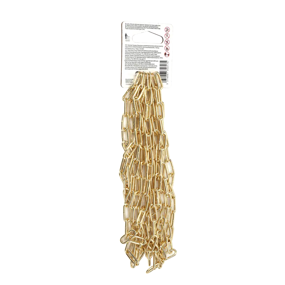 Цепь Standers латунированная сталь DIN 5685/A короткое звено 2 мм 2.5 м/уп STLM-2167520 - Вид №2
