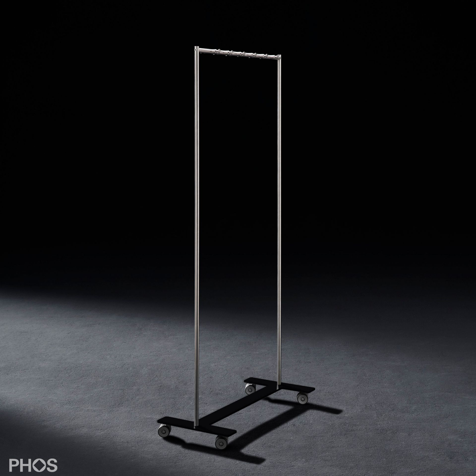 GWT2-BPS Шкаф на колесиках с 12 крючками для одежды, основание: черное. PHOS  - Вид №1