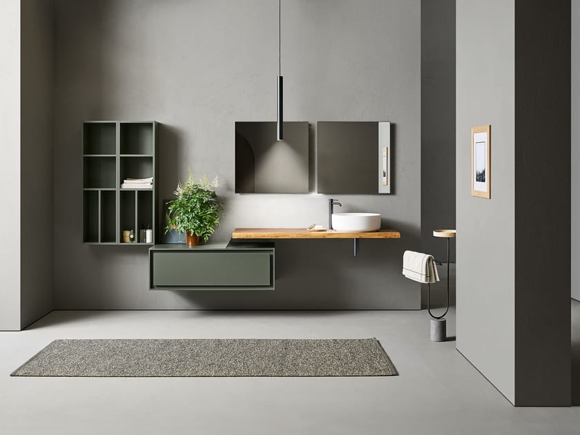 Состав ванной комнаты с умывальником, колонной и зеркалом Pirovano рамка ARCH-00135574