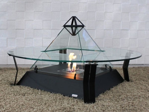 Стеклянный журнальный столик для каминов на биоэтаноле