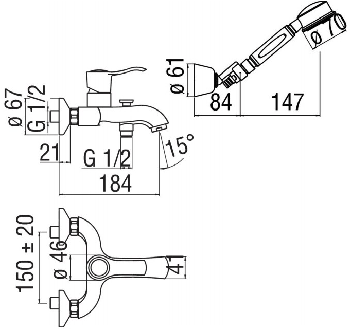 Nobili Rubinetterie Смеситель для ванны настенный одинарный Sofì Si98110cr - Вид №1
