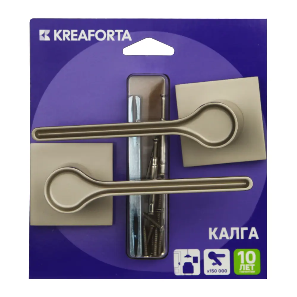 Дверная ручка на розетке KREAFORTA Калга без запирания цвет никель STLM-2034326 - Вид №3