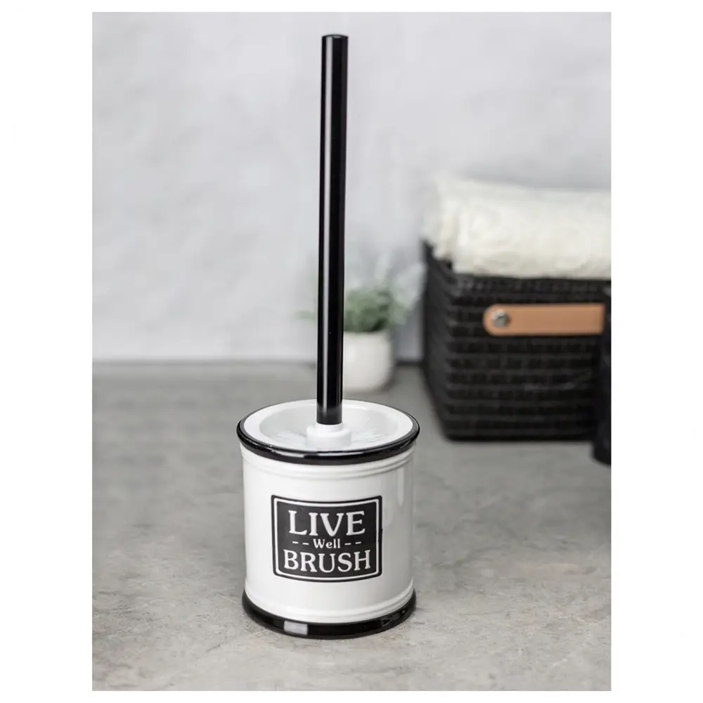 Ёршик для унитаза Bath Plus Bene W-CE2375AA-TOH керамика цвет белый с черными вставками STLM-2079439 - Вид №4