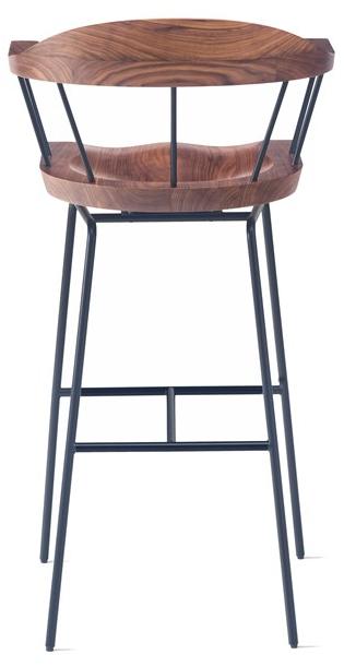 BassamFellows Высокий барный стул из стали и дерева с подлокотниками Spindle Cb-285 - Вид №4