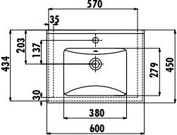 SU060-00CB00E-0000 Раковина SU060 мебельная (45*60см) Creavit  - Вид №1