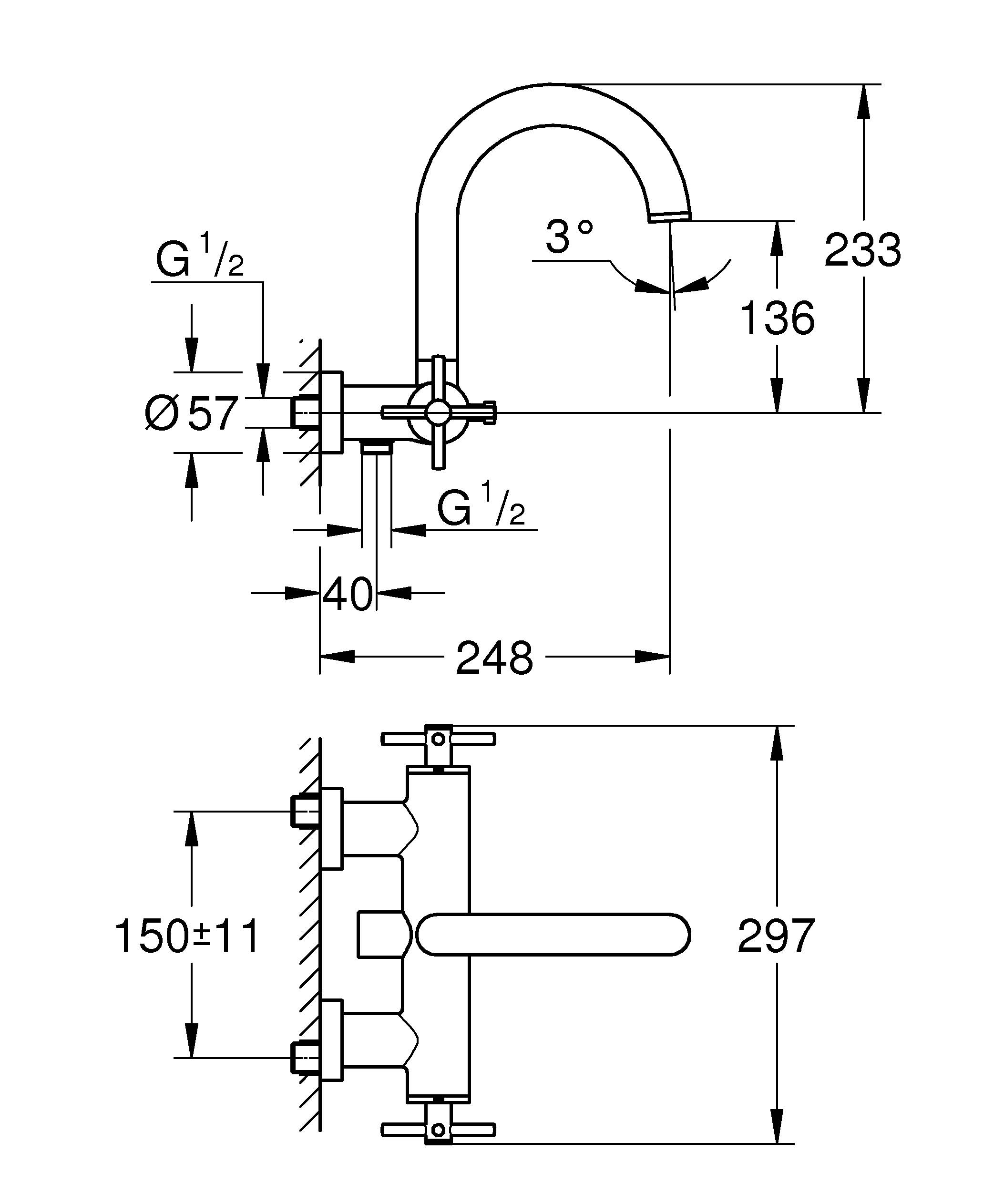 Смеситель для ванны GROHE Atrio New, темный графит матовый (25010AL3) - Вид №1