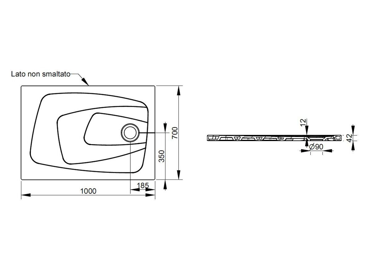 Керамический нескользящий прямоугольный поддон для душа Ceramica Dolomite за пределами ARCH-00148401 - Вид №123