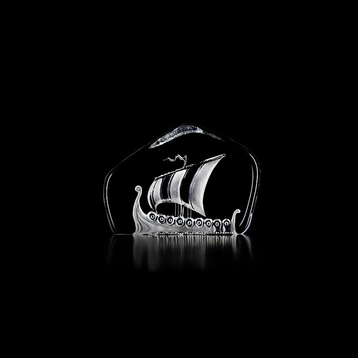 28140 Скульптура из прозрачного хрусталя "Корабль викингов", 105/75 мм. Maleras 