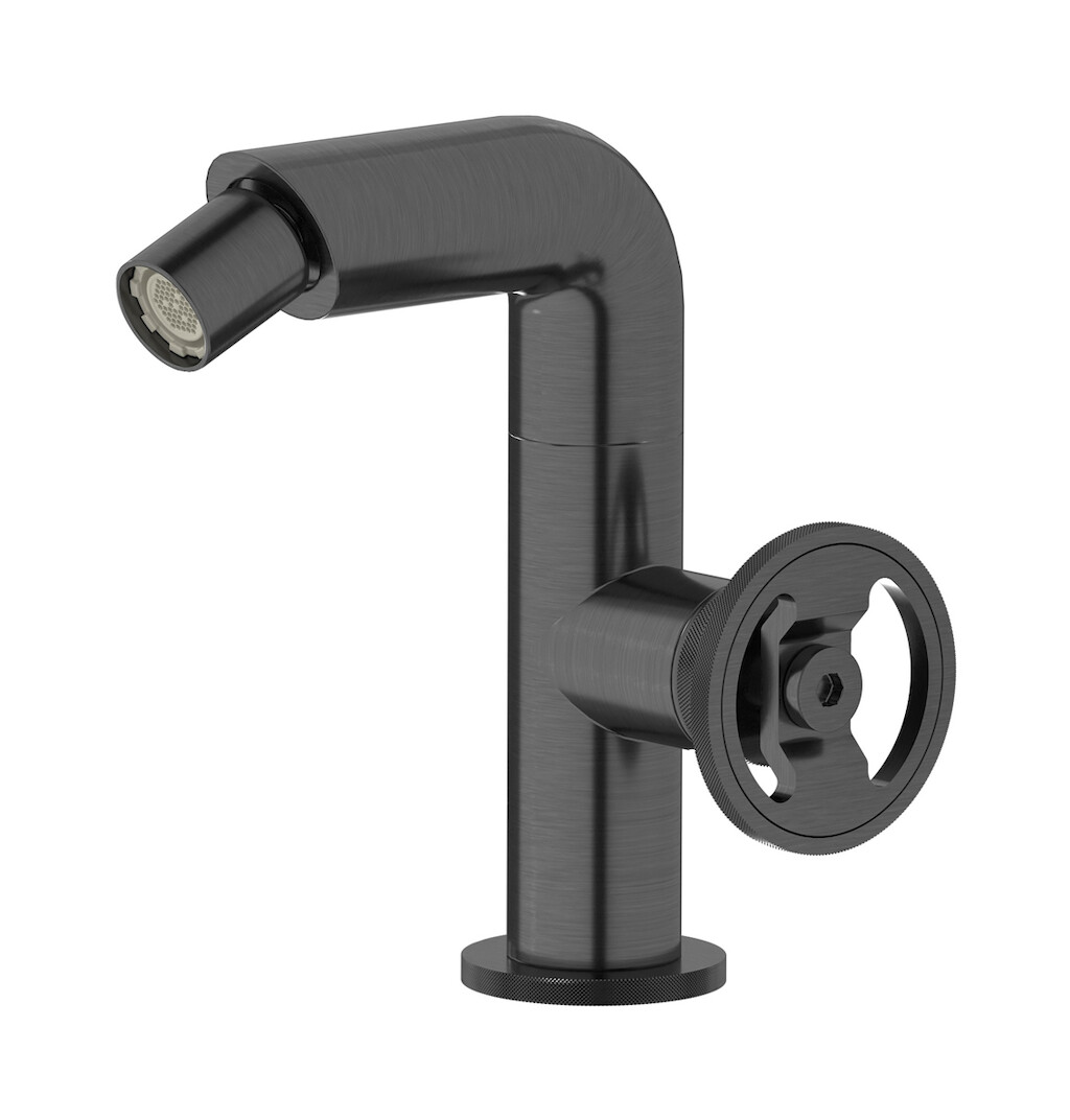 Смеситель для биде на 1 отверстие в комплекте с донным клапаном. WE ARE IB b1220cs Brushed Black Chrome Bold