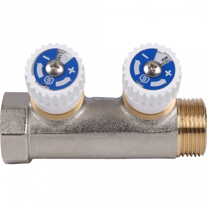 Коллектор 3/4" STOUT с вентилями на 2 выхода 1/2" SMB6851341202 - Вид №1