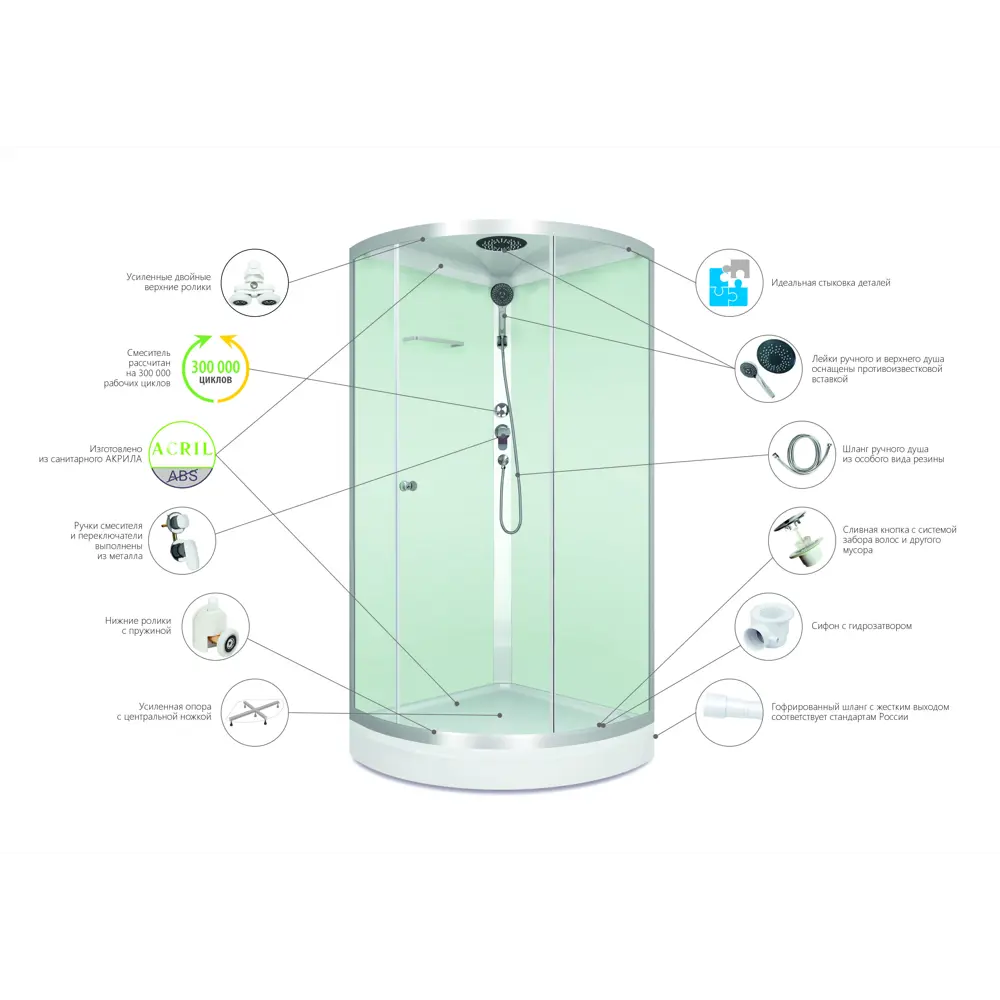 DOMANI-SPA Simple — Душевая кабина с гидромассажем 90×90 см 87210062 STLM-1468689 - Вид №4