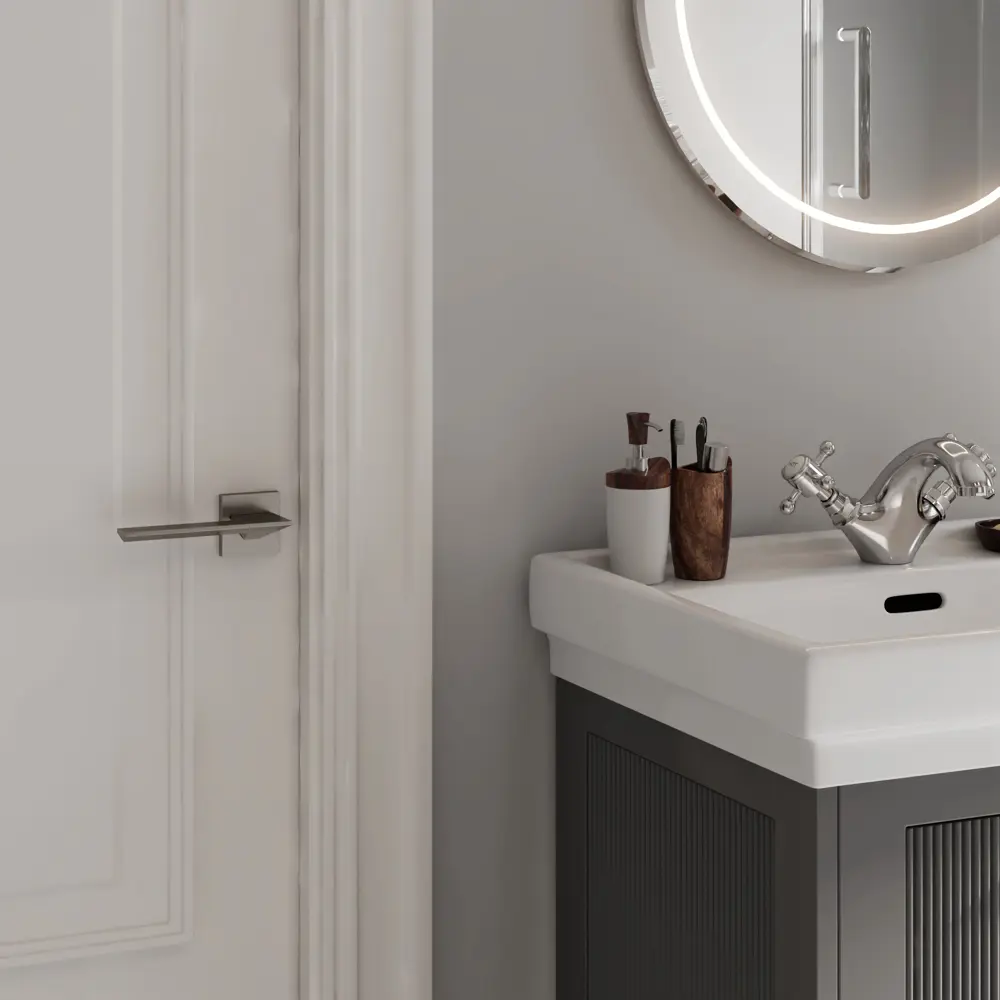 Дверная ручка на розетке KREAFORTA Икса без запирания цвет никель STLM-2063432 - Вид №4