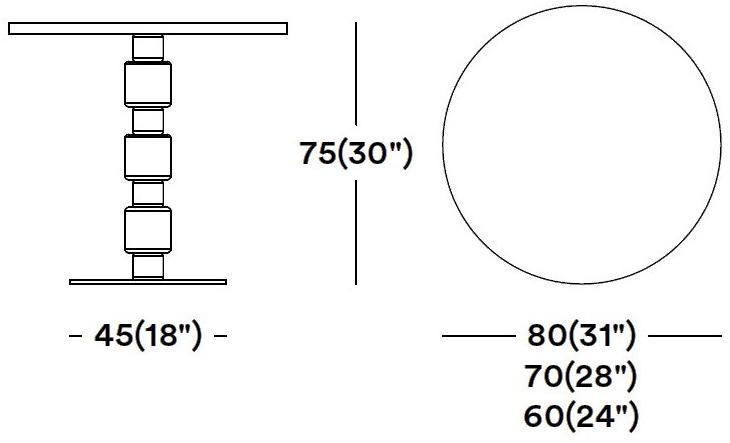 Tirolo Круглый стол из массива дерева и металла Berlino 080 h75 t - Вид №2