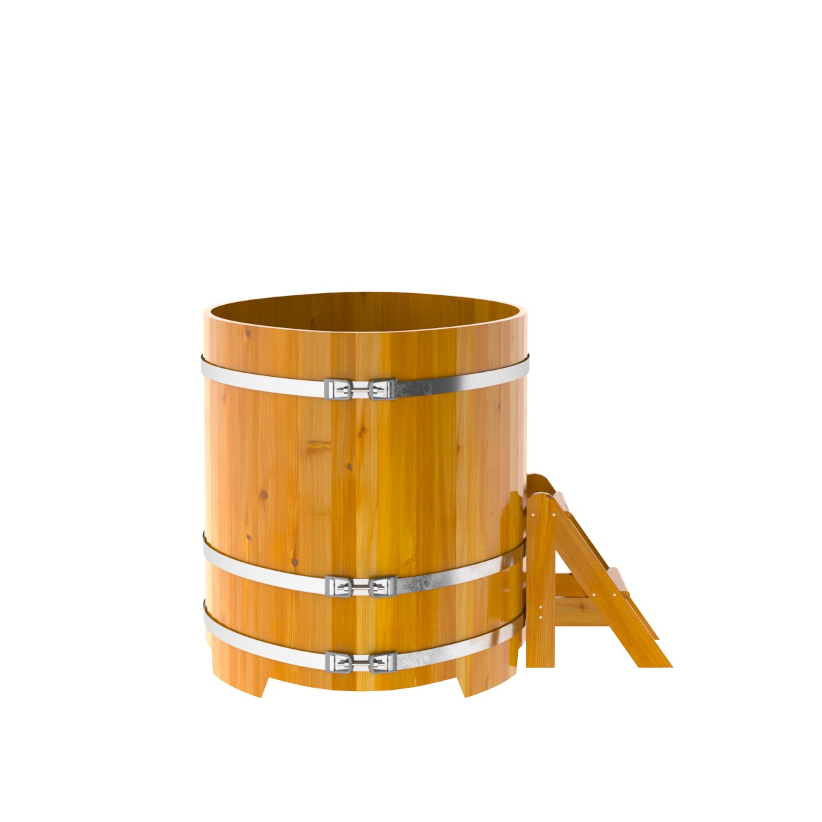 2280 Купель овальная из лиственницы Рустик 1,02х1,68х1,1 натуральная Alyarus  - Вид №3