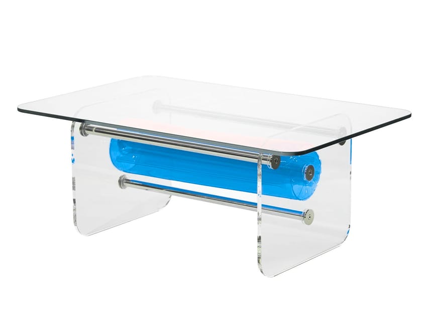 Прямоугольный журнальный столик из ПММА и стекла KUUMO COFFEE TABLE MW BLUE ARCH-00044754