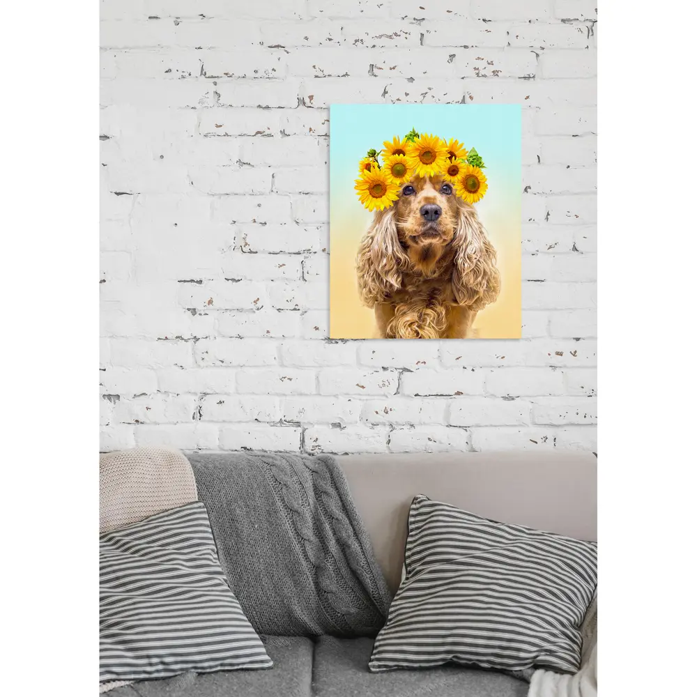 Картина на холсте Собачка с подсолнухами 40х50 см Santreyd STLM-2003297 - Вид №4