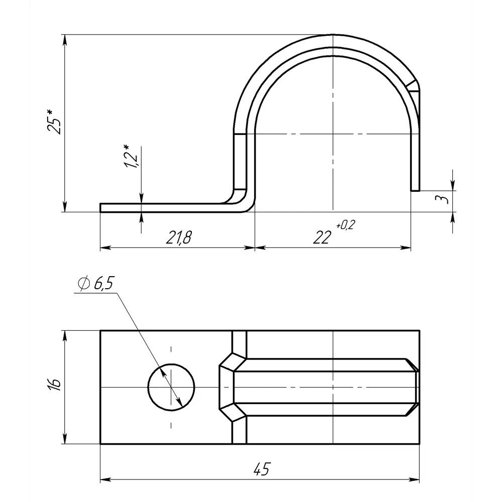 Прижим для кабеля и труб 22 мм, сталь, 4 шт ПЕТРОТЕХ STLM-2178458 - Вид №1
