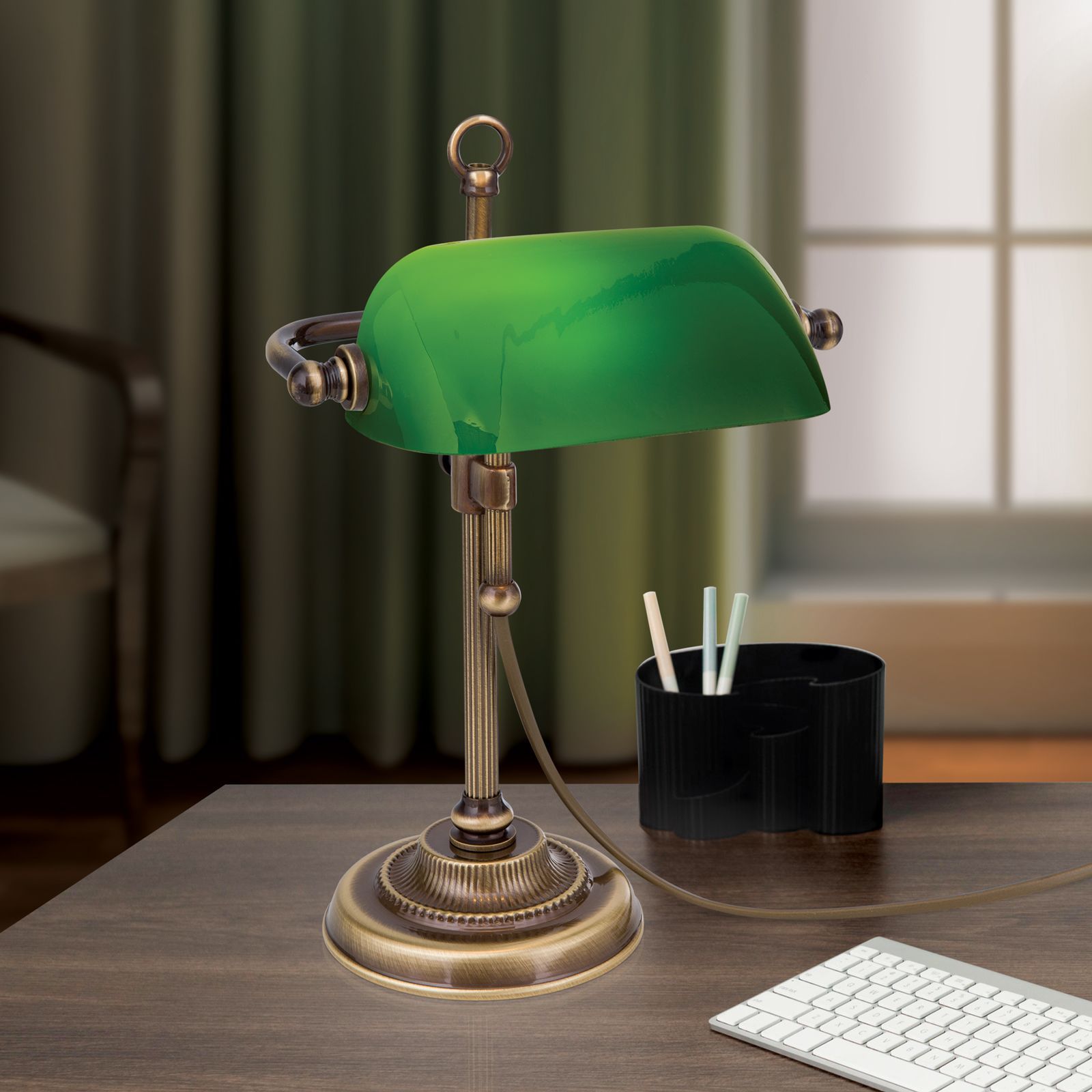 Регулируемая настольная лампа из латуни и стекла Orion Harvard ARCH-00011008 - Вид №5