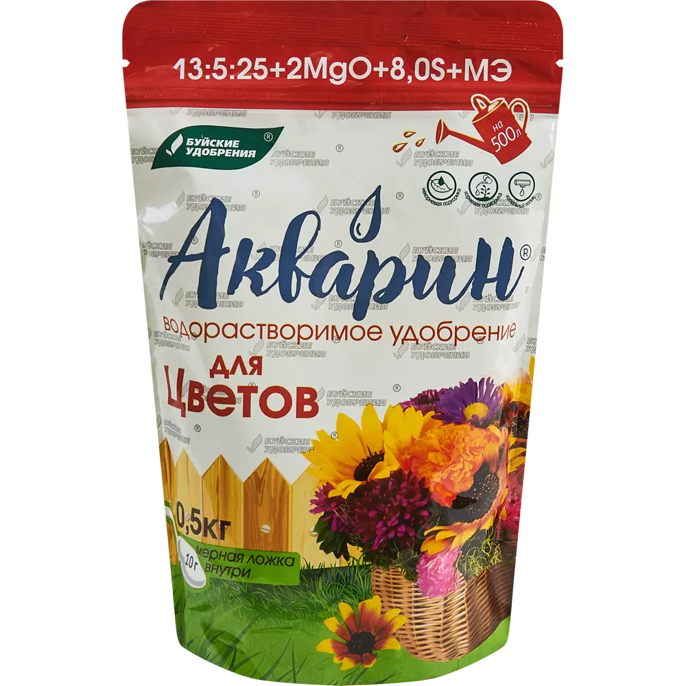 Удобрение Буйские удобрения Акварин Для цветов 0.5 кг Водорастворимые комплексные минеральные удобрения STLM-2041920
