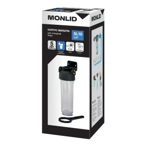 Корпус магистрального фильтра MONLID SL10 для ХВС 1/2" ВР полипропилен с картриджем