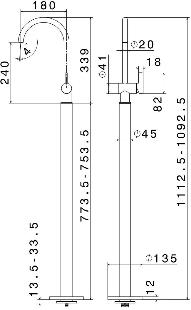 newform Смеситель для умывальника напольный без слива Blink chic 71018e - 71118e - Вид №2
