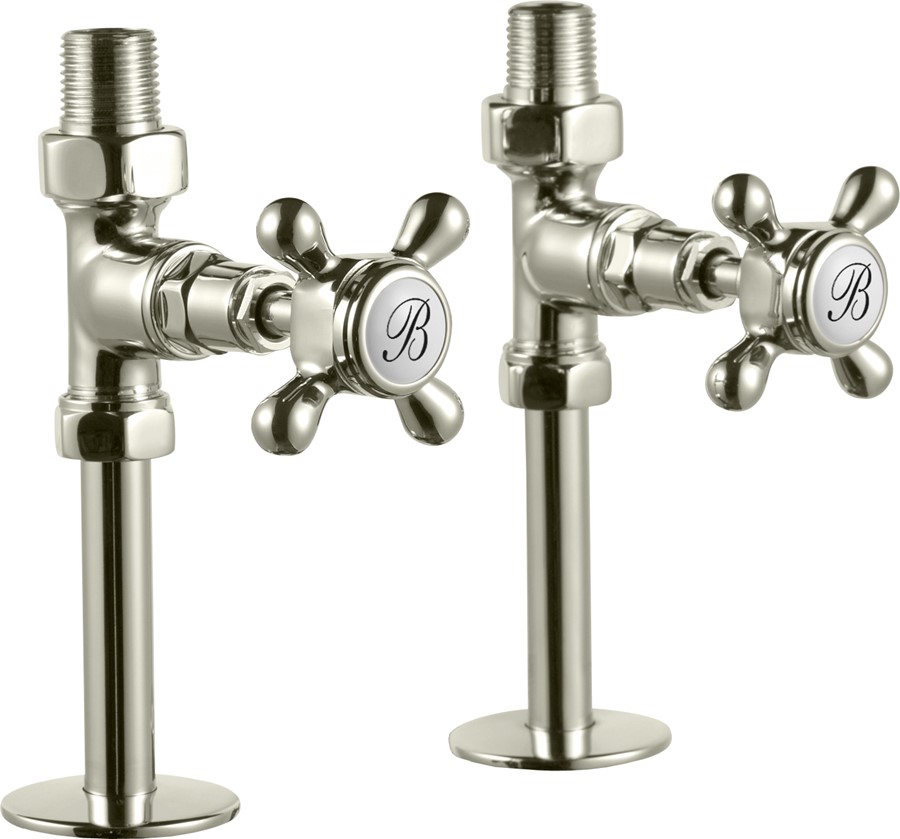 Burlington Прямые радиаторные клапаны Никель с белым акцентом R7 NKL 