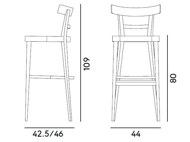 Высокий стул из бука Billiani кафе ARCH-00019634 - Вид №2