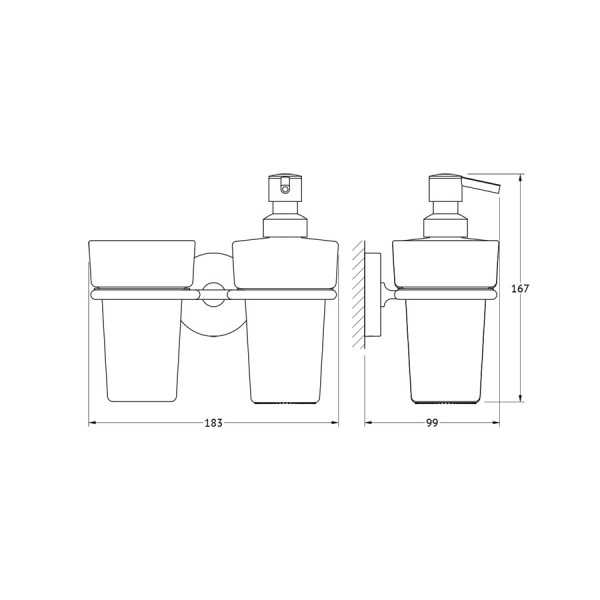 Держатель с прозрачными стаканом и дозатором 250 мл Ellux ELEGANCE ELE 007-C03 sun-id-561304 - Вид №1