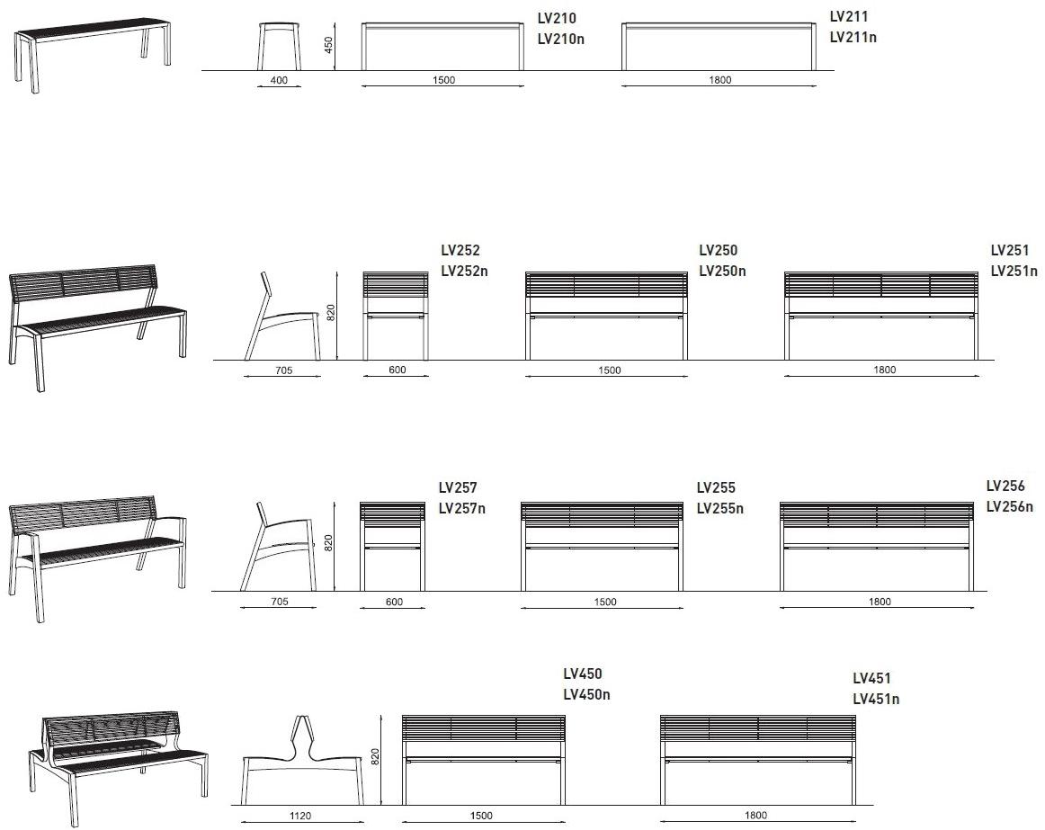 mmcité1 Скамья из оцинкованной стали со спинкой Vera sun-id-1395580 - Вид №7