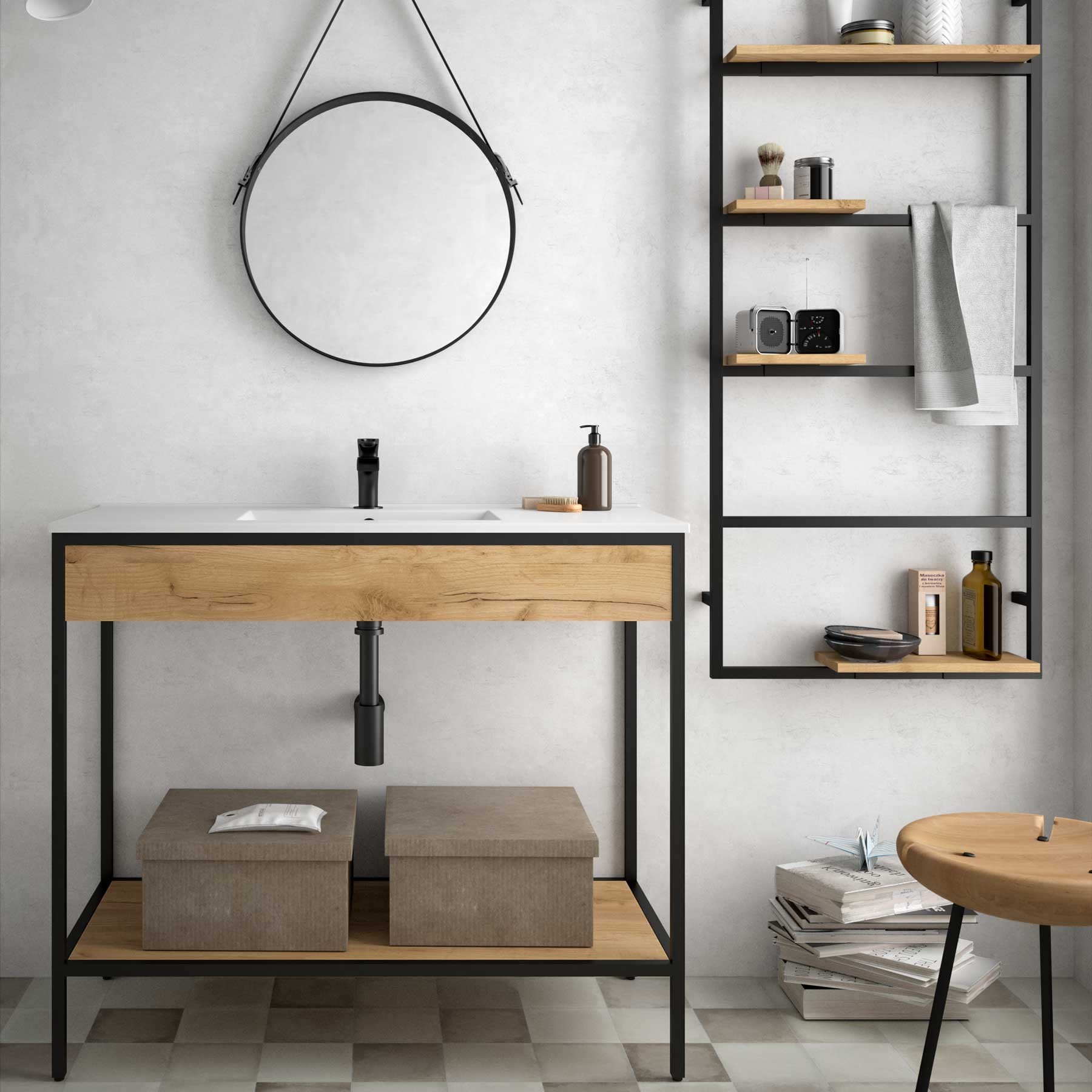 26723 SALGAR Мебель для умывальника VINCI 850 ДУБ АФРИКАНСКИЙ 848 x 453 x 868 мм