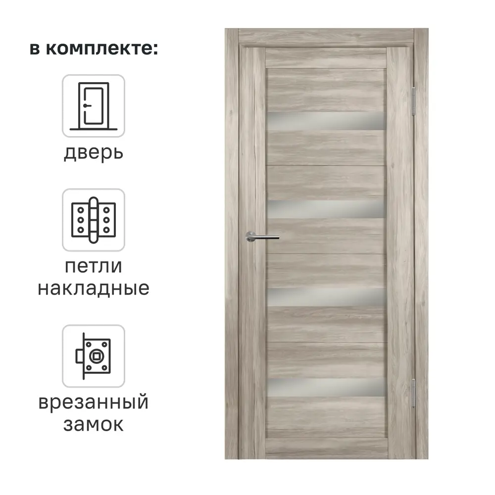 Дверь межкомнатная глухая Корса 70x200 см ПВХ цвет санремо светлый с замком и петлями 89441105 STLM-2088411 МАРИО РИОЛИ 