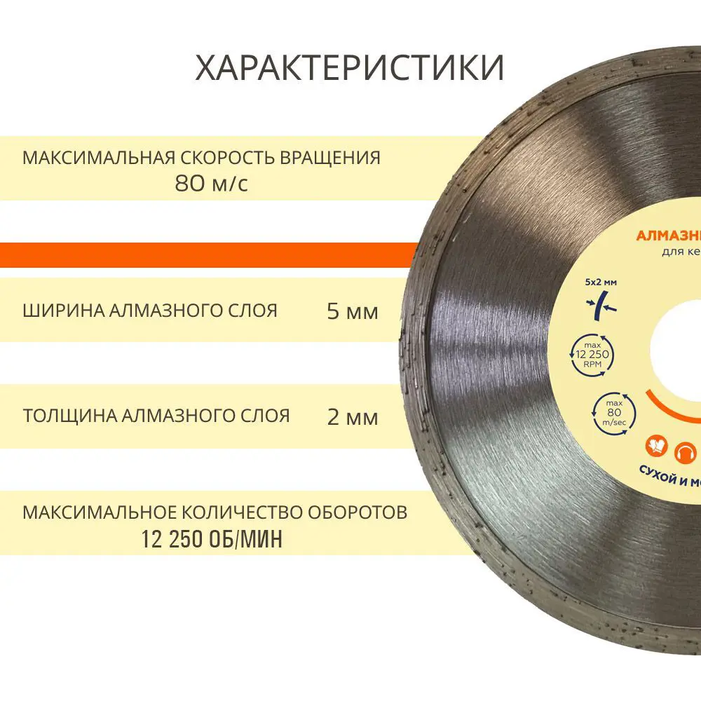 Диск алмазный по керамике сплошной 125x22.2x2 мм Santreyd STLM-2025621 - Вид №2