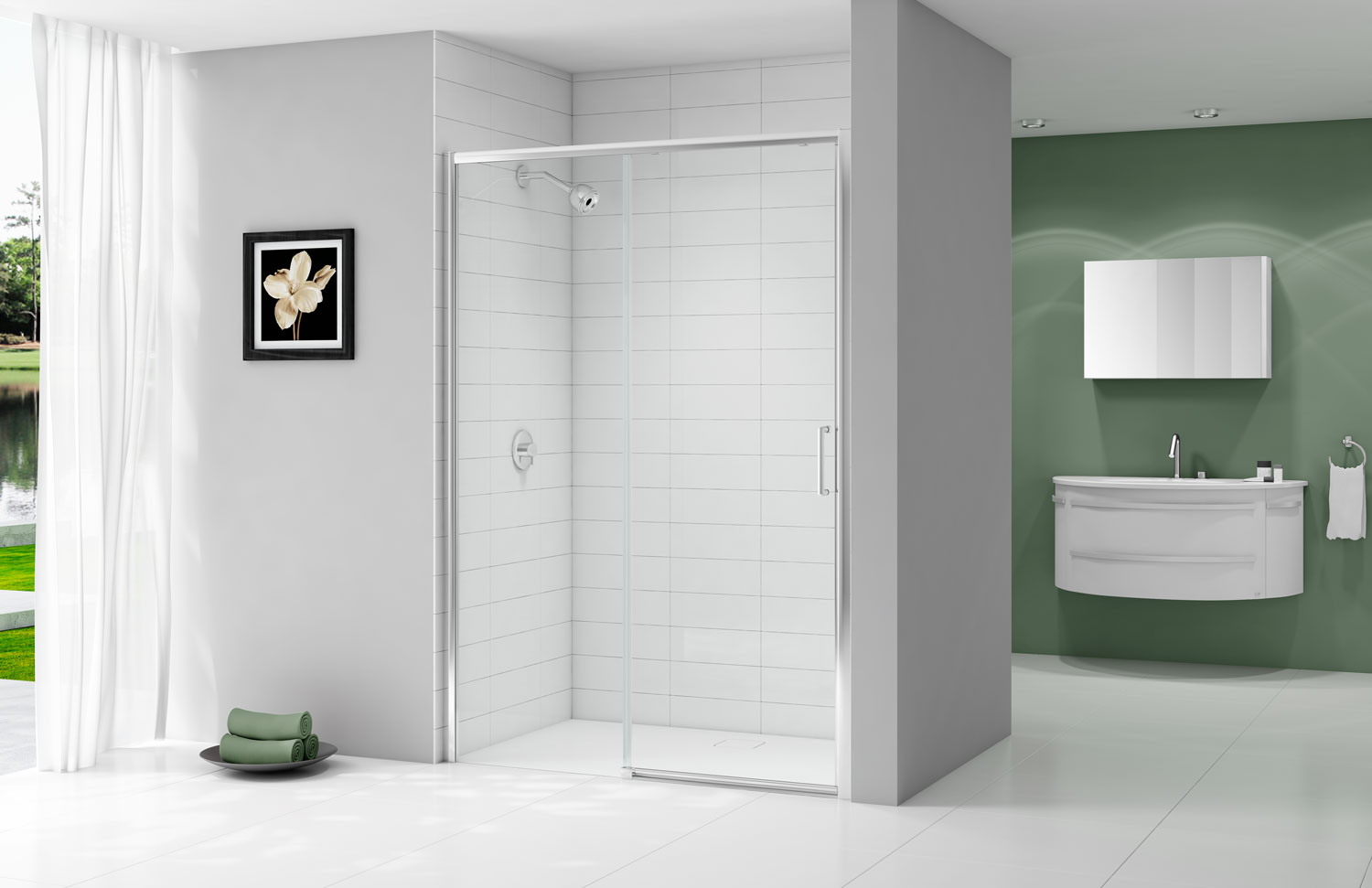 Дверь душевая для установки с боковой панелью A0303MH Merlyn Ionic Хромированный  - Вид №1