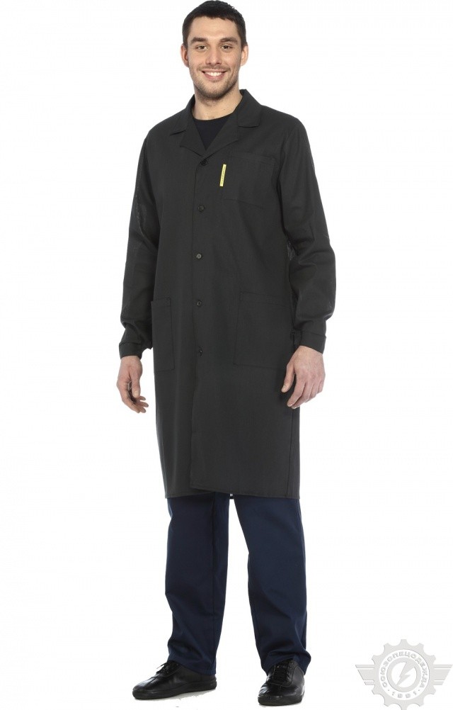 61709 Халат мужской темный  Одежда для обслуживающего персонала  размер 56-58/170-176 Спецодежда  - Вид №2